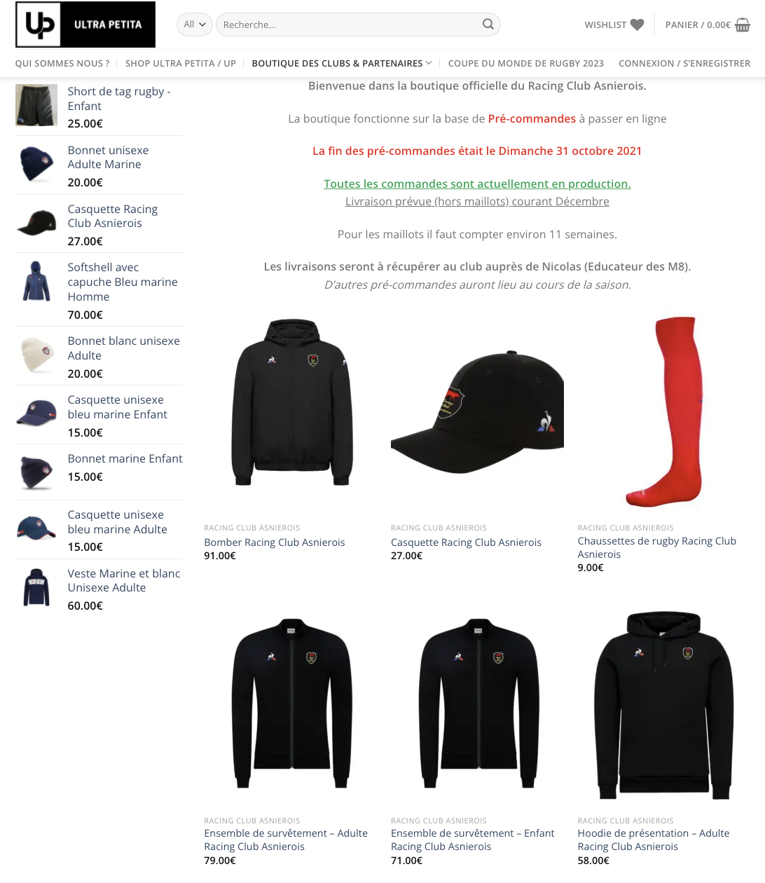 Boutique en ligne Racing Club Asnierois rugby