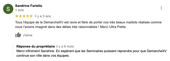 Avis client google pour Ultra Petita maif