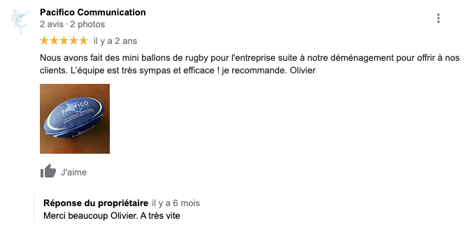 Avis client google pour Ultra Petita pacifico communication